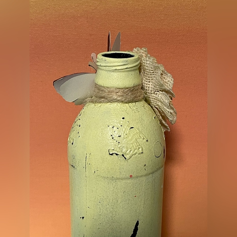 Distressed Floral and Butterfly Decorative Bottle Handcrafted - Picture 6 of 6